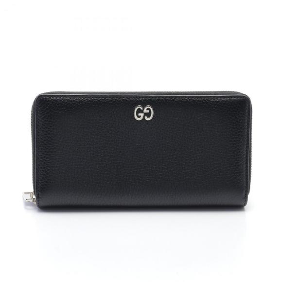 GUCCI GG Metal Round Long Wallet Leather Black - Picture 2 of 8